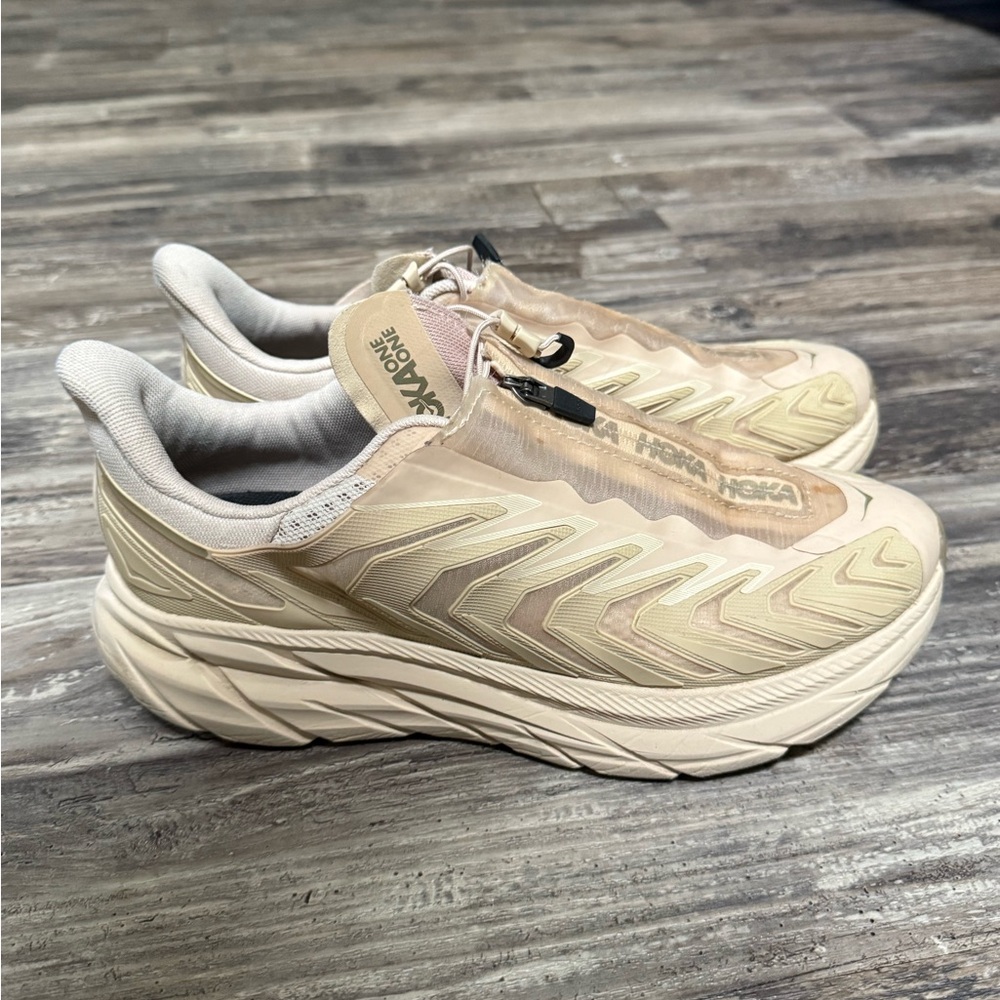 Hoka Cream Color Women Slip-On Sneakers